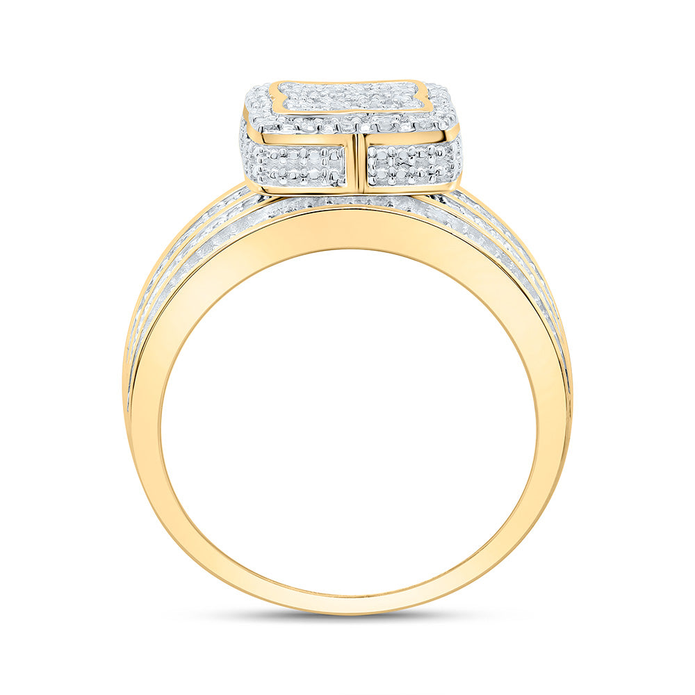 Sterling Silver Yellow-Tone or White-Tone 1/2 Ctw Natural Diamond Ring, Womens Size: 5-9