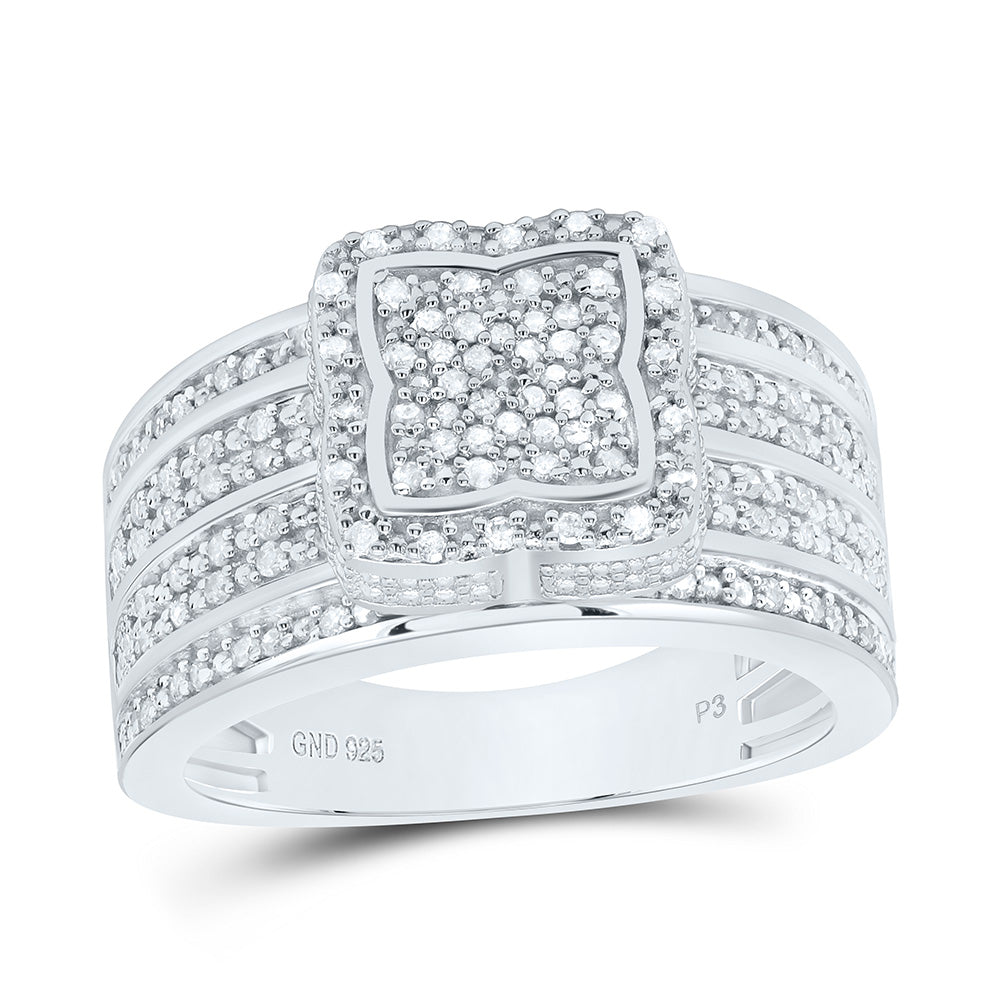 Sterling Silver Yellow-Tone or White-Tone 1/2 Ctw Natural Diamond Ring, Womens Size: 5-9