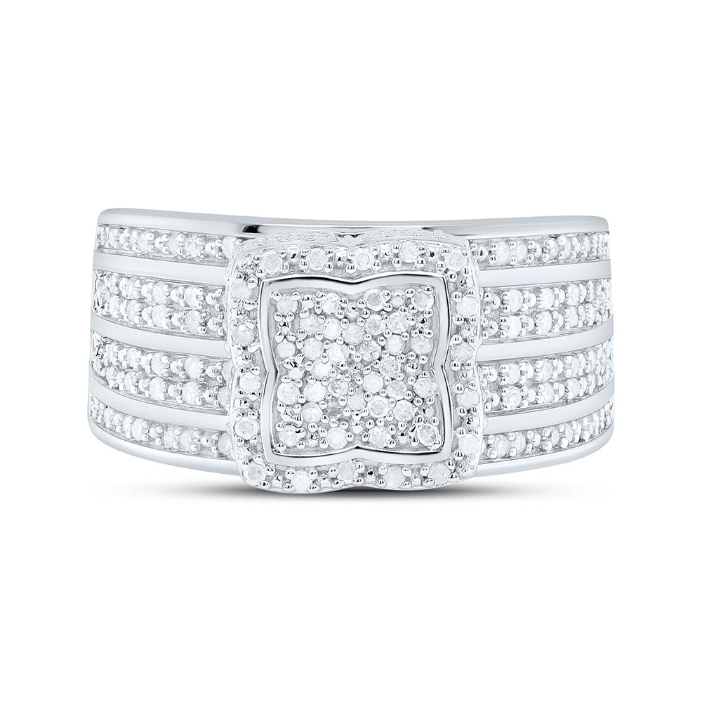 Sterling Silver Yellow-Tone or White-Tone 1/2 Ctw Natural Diamond Ring, Womens Size: 5-9