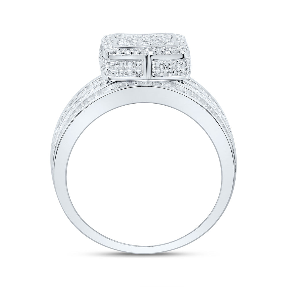 Sterling Silver Yellow-Tone or White-Tone 1/2 Ctw Natural Diamond Ring, Womens Size: 5-9