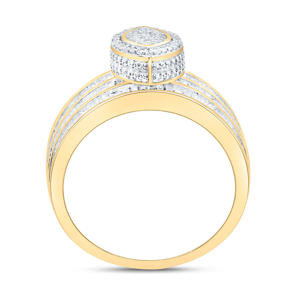 Sterling Silver Yellow-Tone or White-Tone 1/2 Ctw Natural Diamond Marquise Ring, Womens Size: 5-9