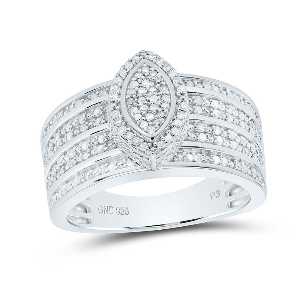 Sterling Silver Yellow-Tone or White-Tone 1/2 Ctw Natural Diamond Marquise Ring, Womens Size: 5-9