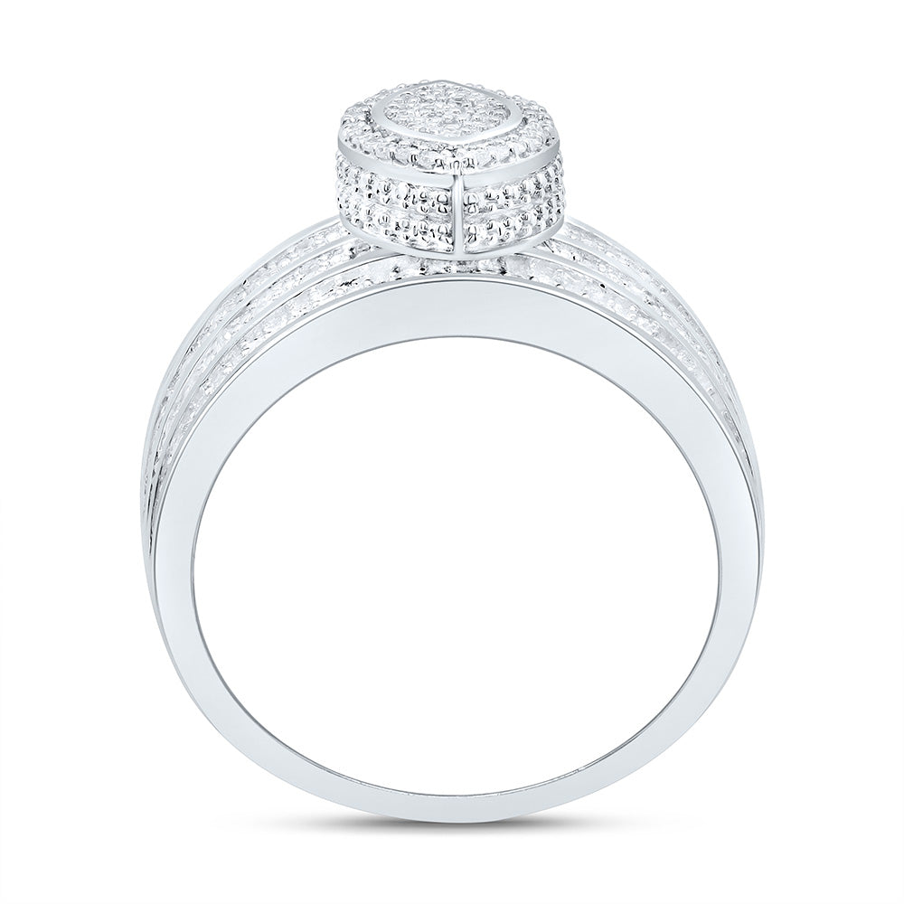 Sterling Silver Yellow-Tone or White-Tone 1/2 Ctw Natural Diamond Marquise Ring, Womens Size: 5-9