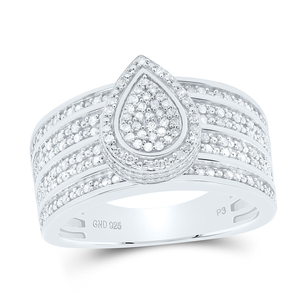 Sterling Silver Yellow-Tone or White-Tone 1/2 Ctw Natural Diamond Pear Ring, Womens Size: 5-9