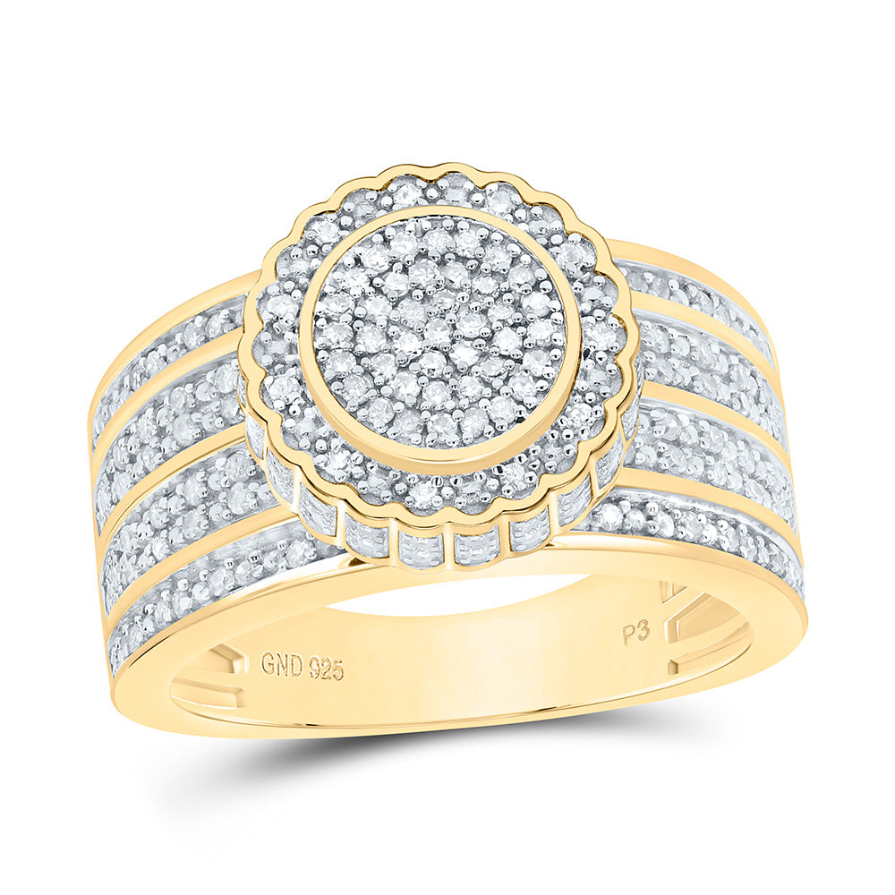 Sterling Silver Yellow-Tone or White-Tone 1/2 Ctw Natural Diamond Round Ring, Womens Size: 5-9