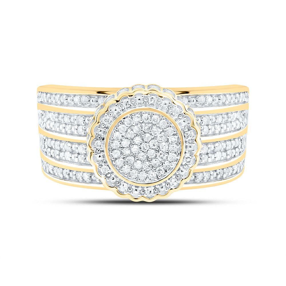 Sterling Silver Yellow-Tone or White-Tone 1/2 Ctw Natural Diamond Round Ring, Womens Size: 5-9