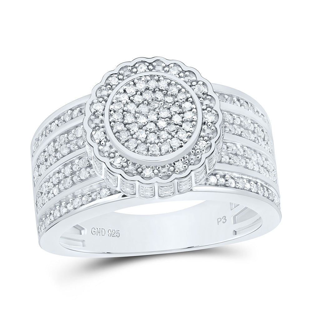 Sterling Silver Yellow-Tone or White-Tone 1/2 Ctw Natural Diamond Round Ring, Womens Size: 5-9