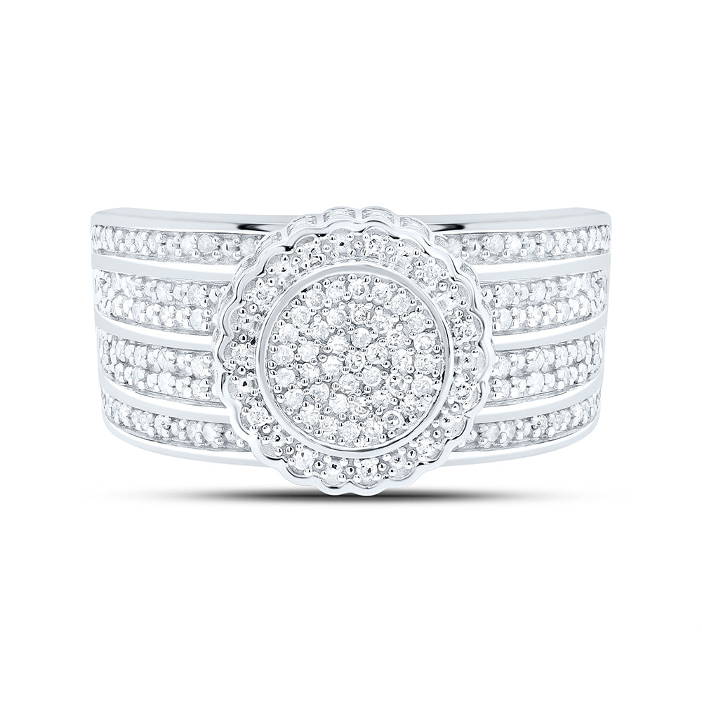 Sterling Silver Yellow-Tone or White-Tone 1/2 Ctw Natural Diamond Round Ring, Womens Size: 5-9