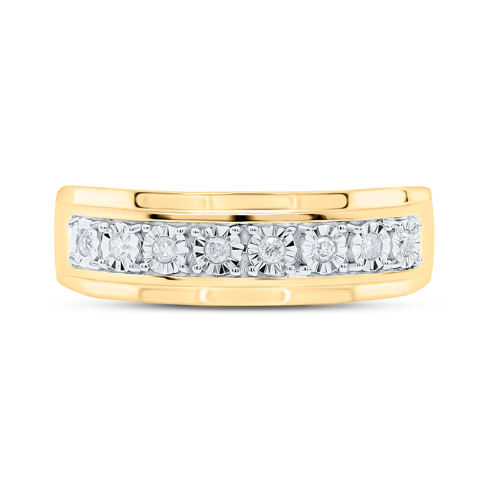 Sterling Silver Yellow-Tone or White-Tone 1/6 Ctw Natural Diamond Mens Band, Mens Size: 8-12