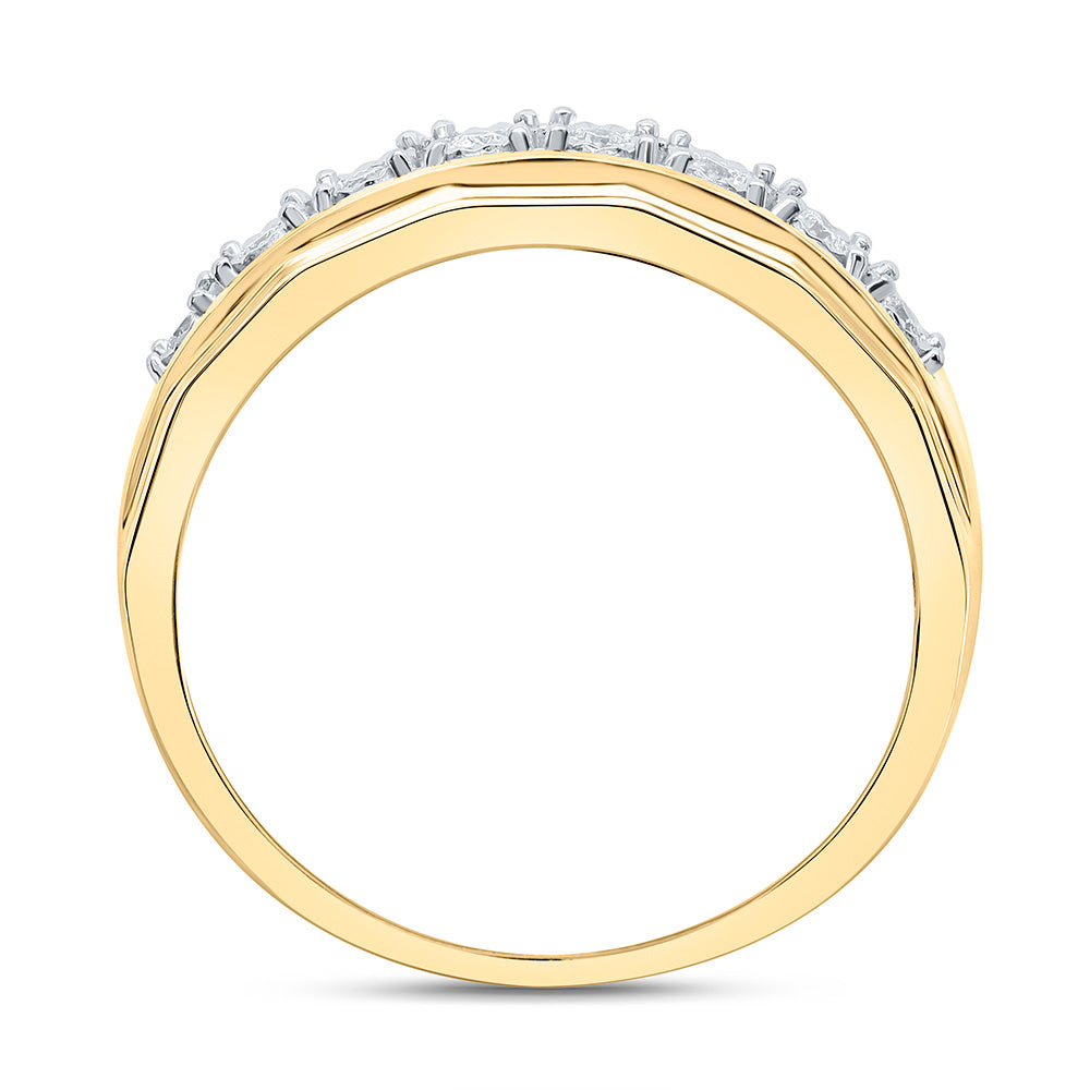 Sterling Silver Yellow-Tone or White-Tone 1/6 Ctw Natural Diamond Mens Band, Mens Size: 8-12