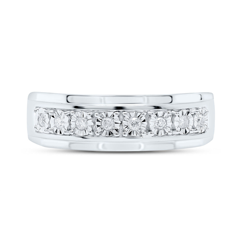 Sterling Silver Yellow-Tone or White-Tone 1/6 Ctw Natural Diamond Mens Band, Mens Size: 8-12
