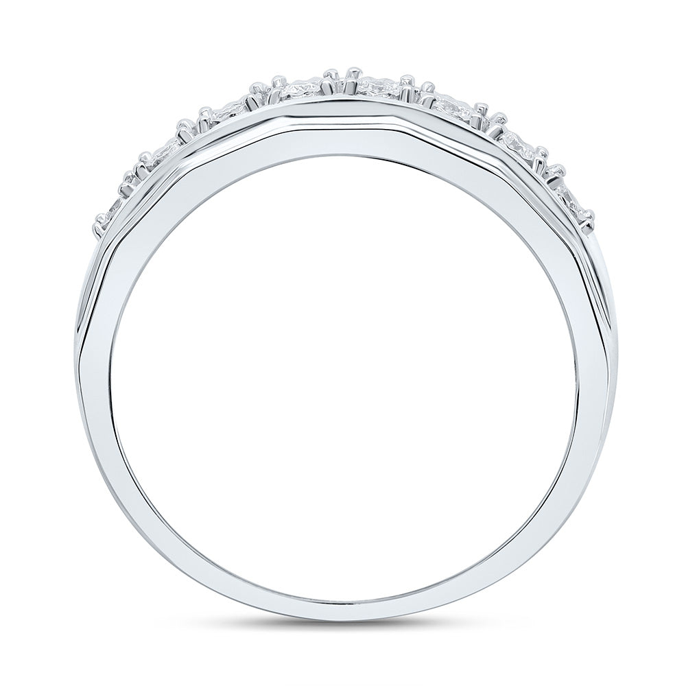 Sterling Silver Yellow-Tone or White-Tone 1/6 Ctw Natural Diamond Mens Band, Mens Size: 8-12
