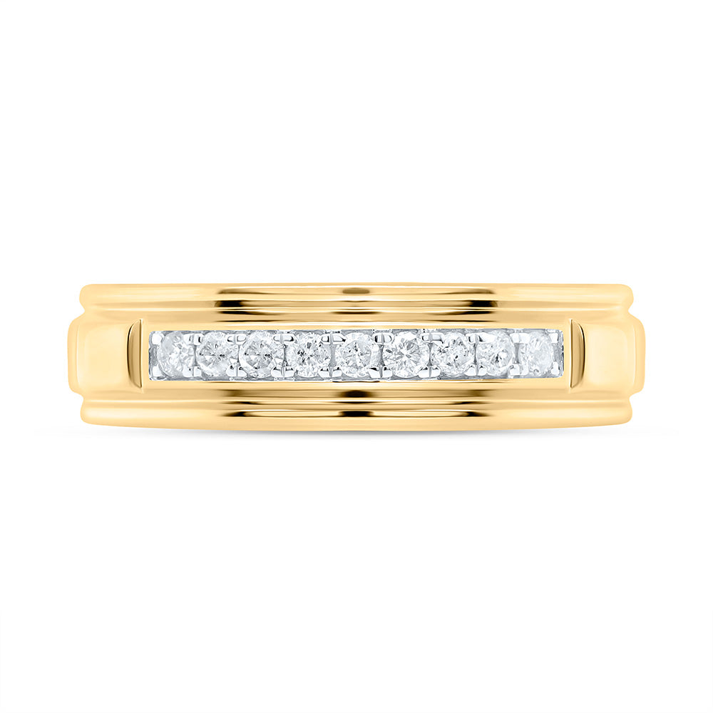 Sterling Silver With Yellow Tone 1/4Cttw Natural Diamond Gift Mens Band