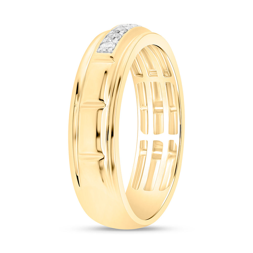 Sterling Silver With Yellow Tone 1/4Cttw Natural Diamond Gift Mens Band