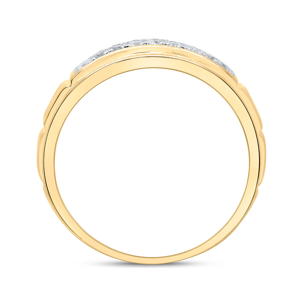 Sterling Silver With Yellow Tone 1/4Cttw Natural Diamond Gift Mens Band