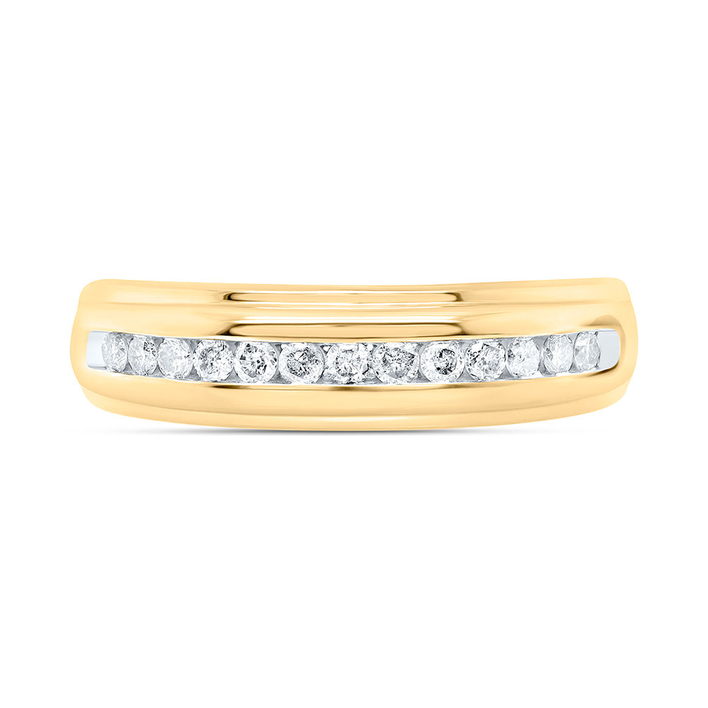 Sterling Silver Yellow-Tone or White-Tone 1/3 Ctw Natural Diamond Mens Band, Mens Size: 8-12