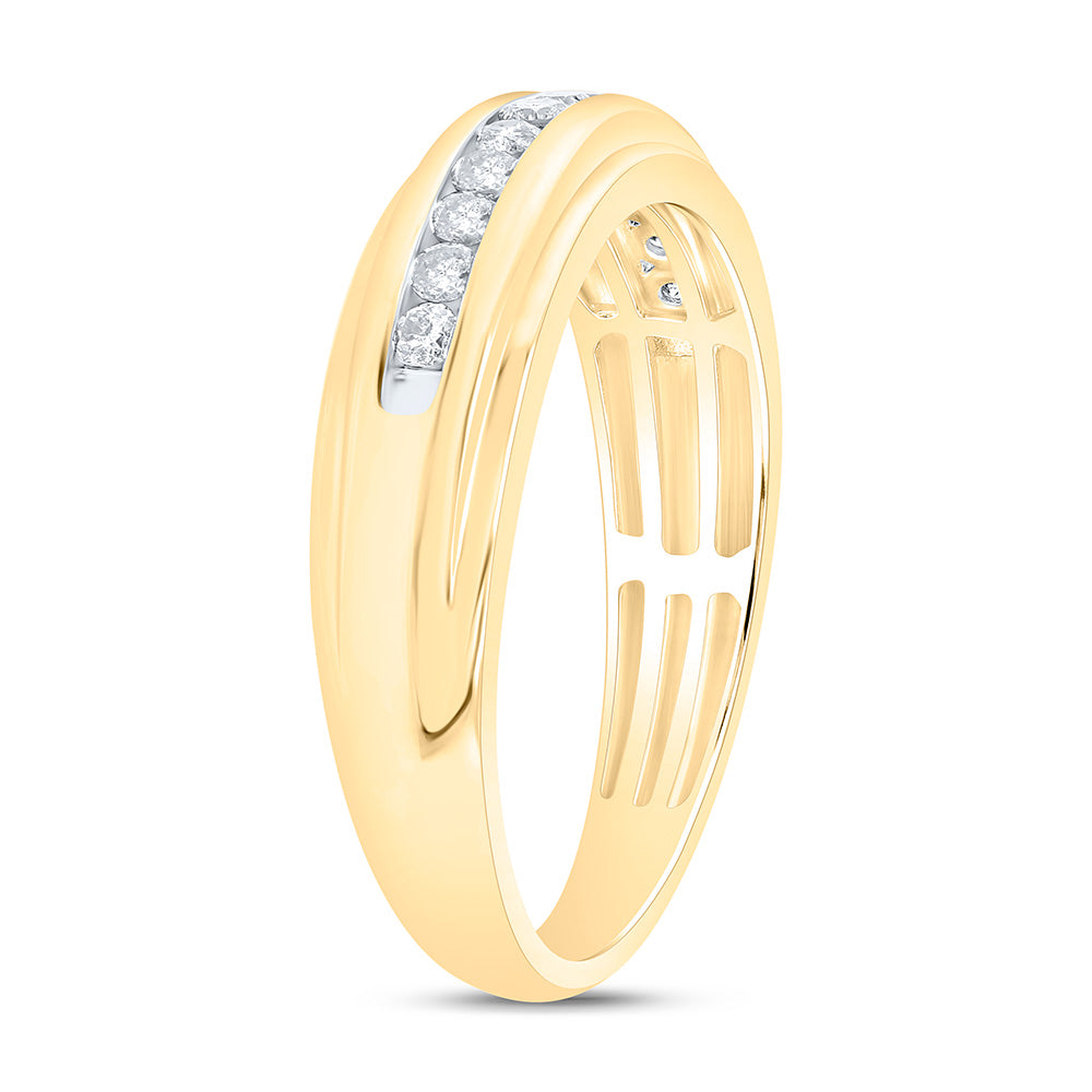 Sterling Silver Yellow-Tone or White-Tone 1/3 Ctw Natural Diamond Mens Band, Mens Size: 8-12