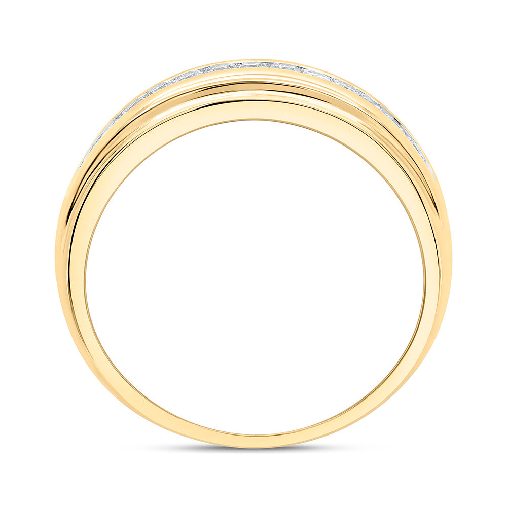 Sterling Silver Yellow-Tone or White-Tone 1/3 Ctw Natural Diamond Mens Band, Mens Size: 8-12