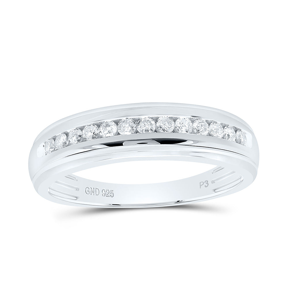 Sterling Silver Yellow-Tone or White-Tone 1/3 Ctw Natural Diamond Mens Band, Mens Size: 8-12