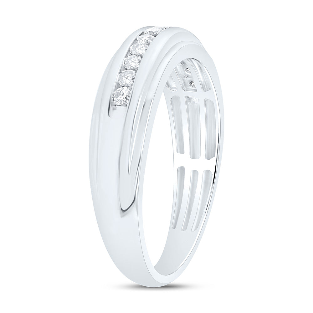 Sterling Silver Yellow-Tone or White-Tone 1/3 Ctw Natural Diamond Mens Band, Mens Size: 8-12