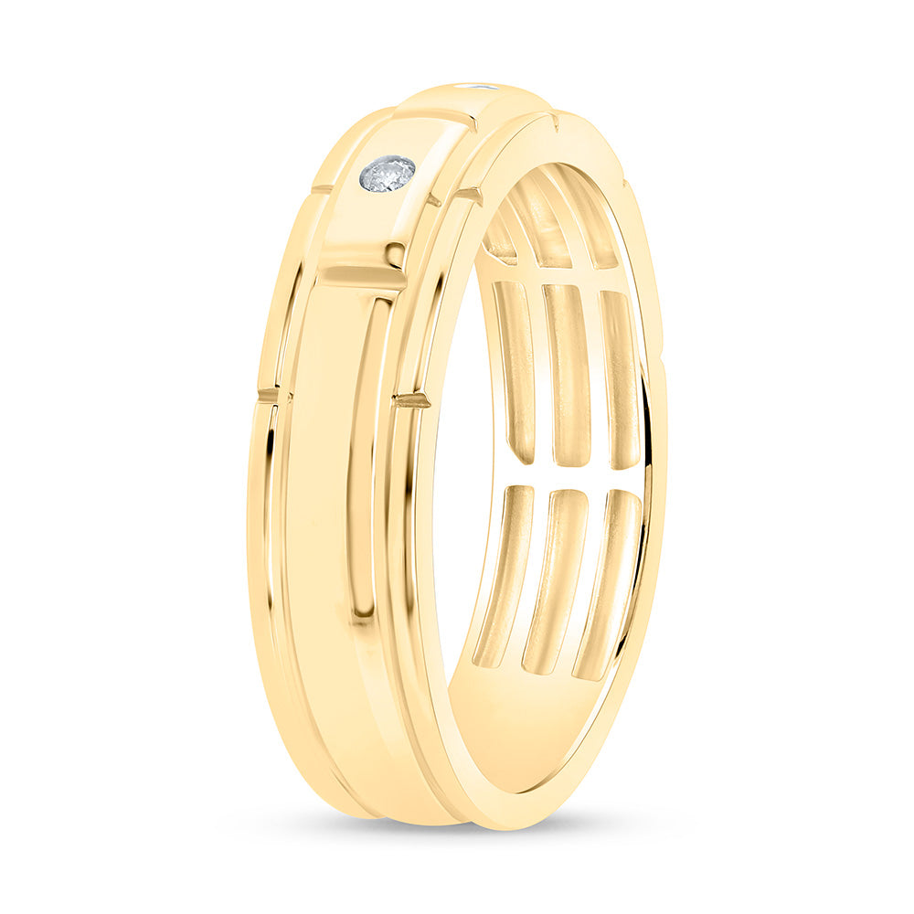 Sterling Silver Yellow-Tone or White-Tone 1/12 Ctw Natural Diamond Mens Band, Mens Size: 8-12