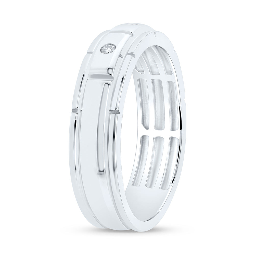 Sterling Silver Yellow-Tone or White-Tone 1/12 Ctw Natural Diamond Mens Band, Mens Size: 8-12