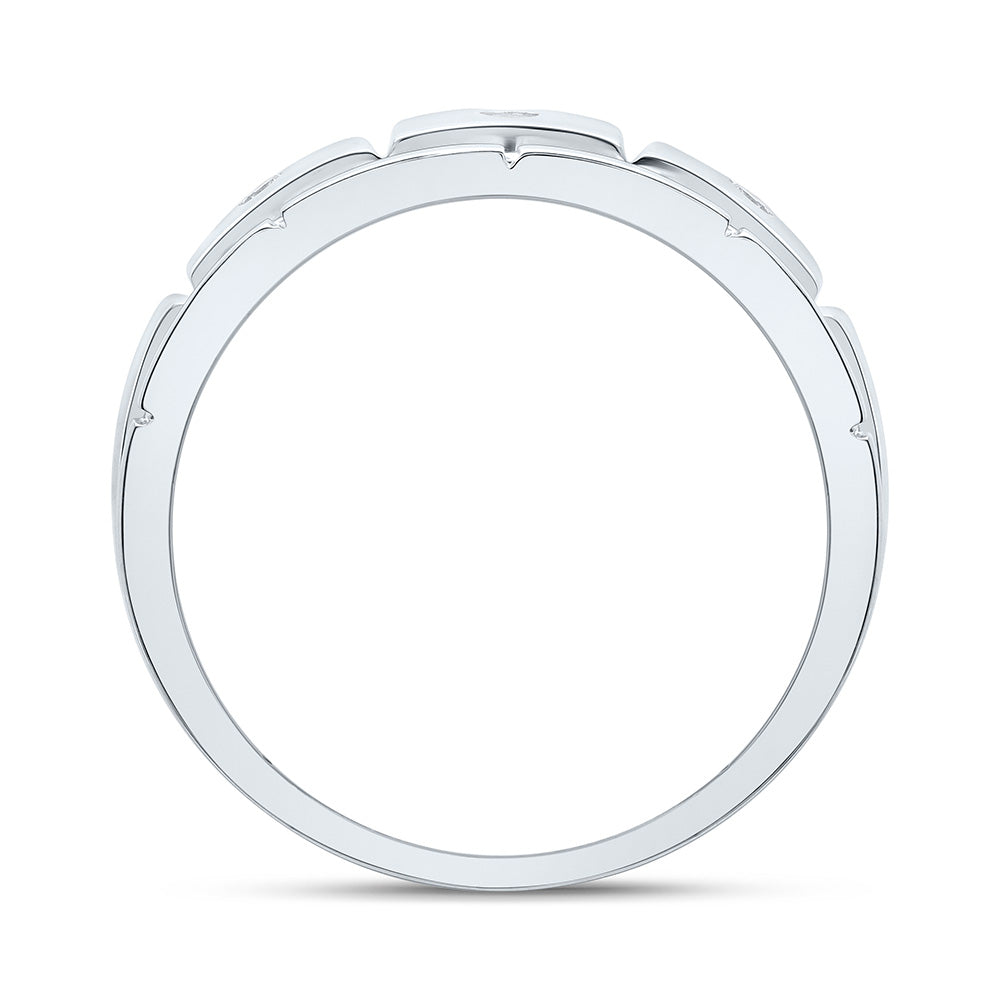 Sterling Silver Yellow-Tone or White-Tone 1/12 Ctw Natural Diamond Mens Band, Mens Size: 8-12