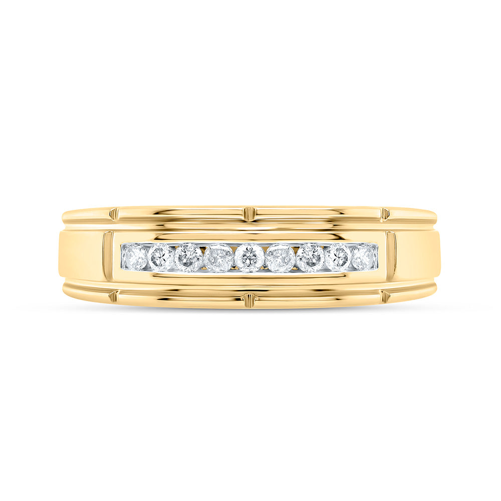 Sterling Silver Yellow-Tone or White-Tone 1/4 Ctw Natural Diamond Mens Band, Mens Size: 8-12
