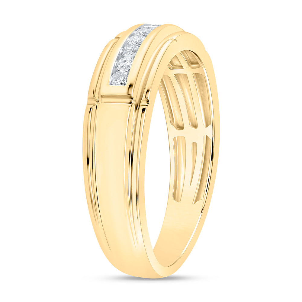 Sterling Silver Yellow-Tone or White-Tone 1/4 Ctw Natural Diamond Mens Band, Mens Size: 8-12