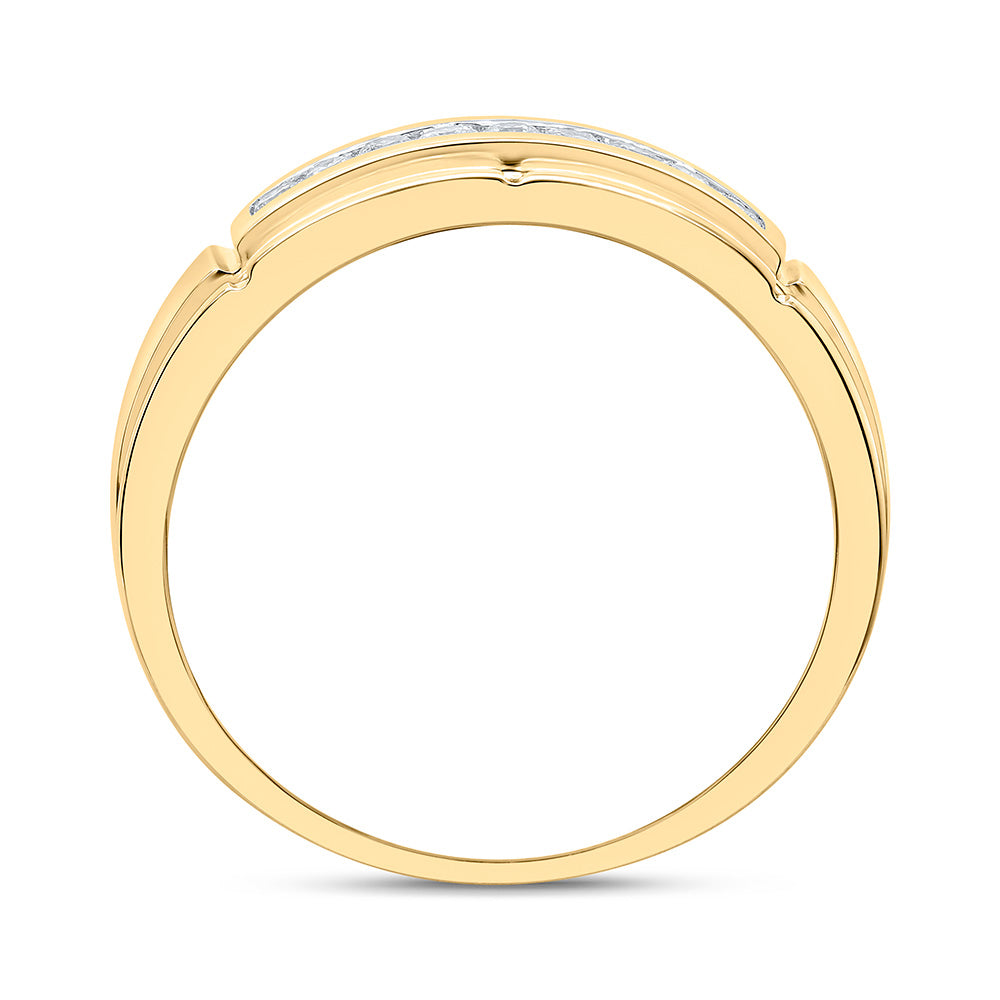 Sterling Silver Yellow-Tone or White-Tone 1/4 Ctw Natural Diamond Mens Band, Mens Size: 8-12