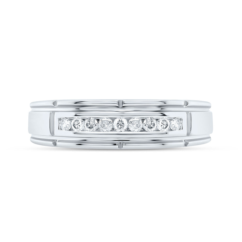 Sterling Silver Yellow-Tone or White-Tone 1/4 Ctw Natural Diamond Mens Band, Mens Size: 8-12
