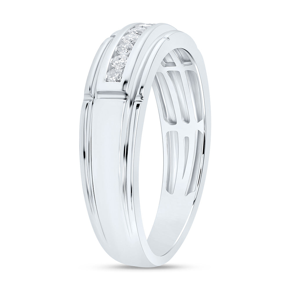Sterling Silver Yellow-Tone or White-Tone 1/4 Ctw Natural Diamond Mens Band, Mens Size: 8-12