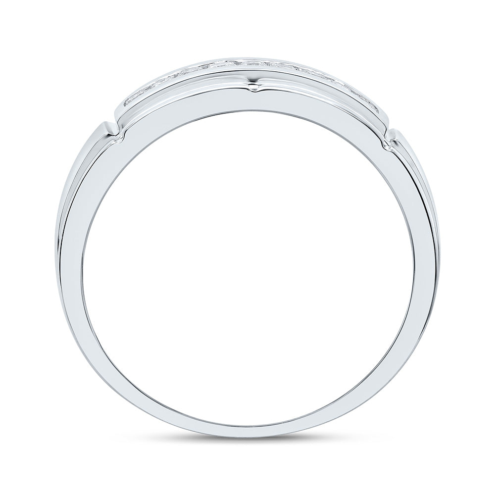 Sterling Silver Yellow-Tone or White-Tone 1/4 Ctw Natural Diamond Mens Band, Mens Size: 8-12