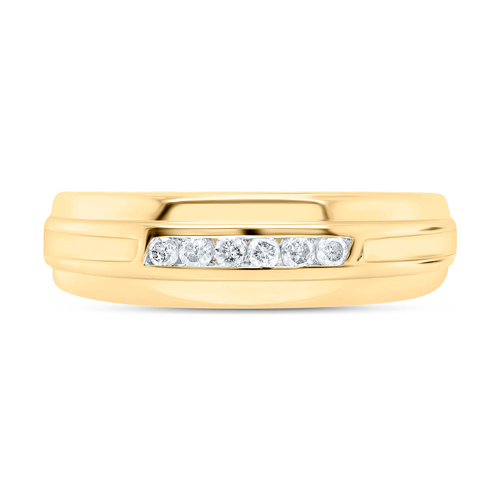 Sterling Silver Yellow-Tone or White-Tone 1/6 Ctw Natural Diamond Mens Band, Mens Size: 8-12