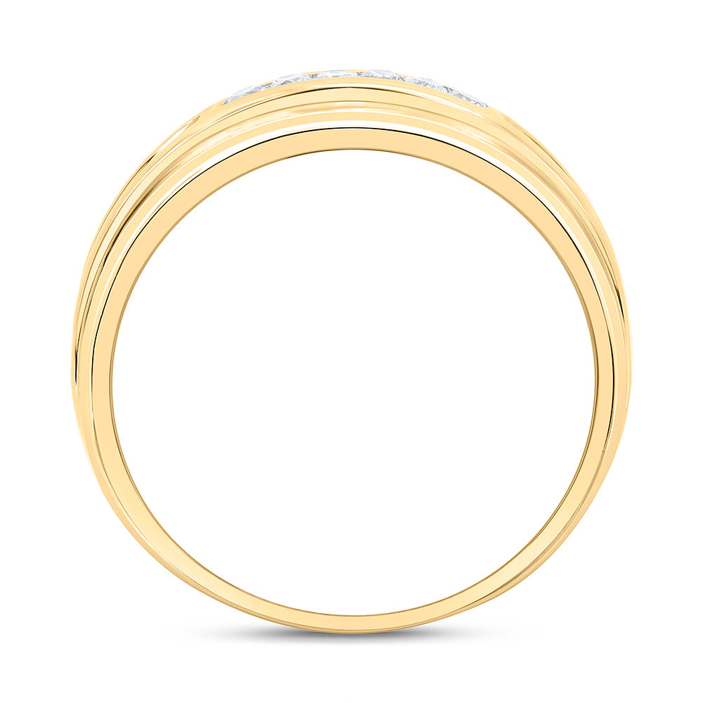 Sterling Silver Yellow-Tone or White-Tone 1/6 Ctw Natural Diamond Mens Band, Mens Size: 8-12