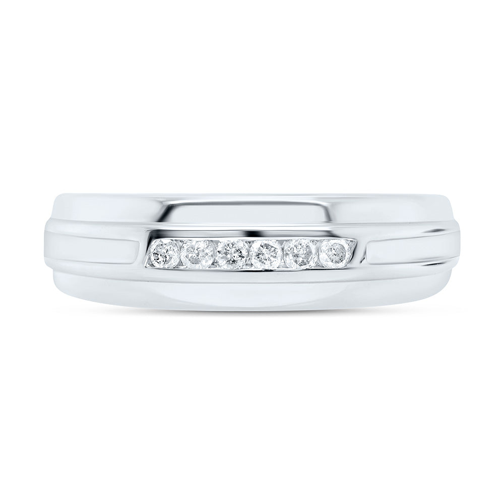 Sterling Silver Yellow-Tone or White-Tone 1/6 Ctw Natural Diamond Mens Band, Mens Size: 8-12