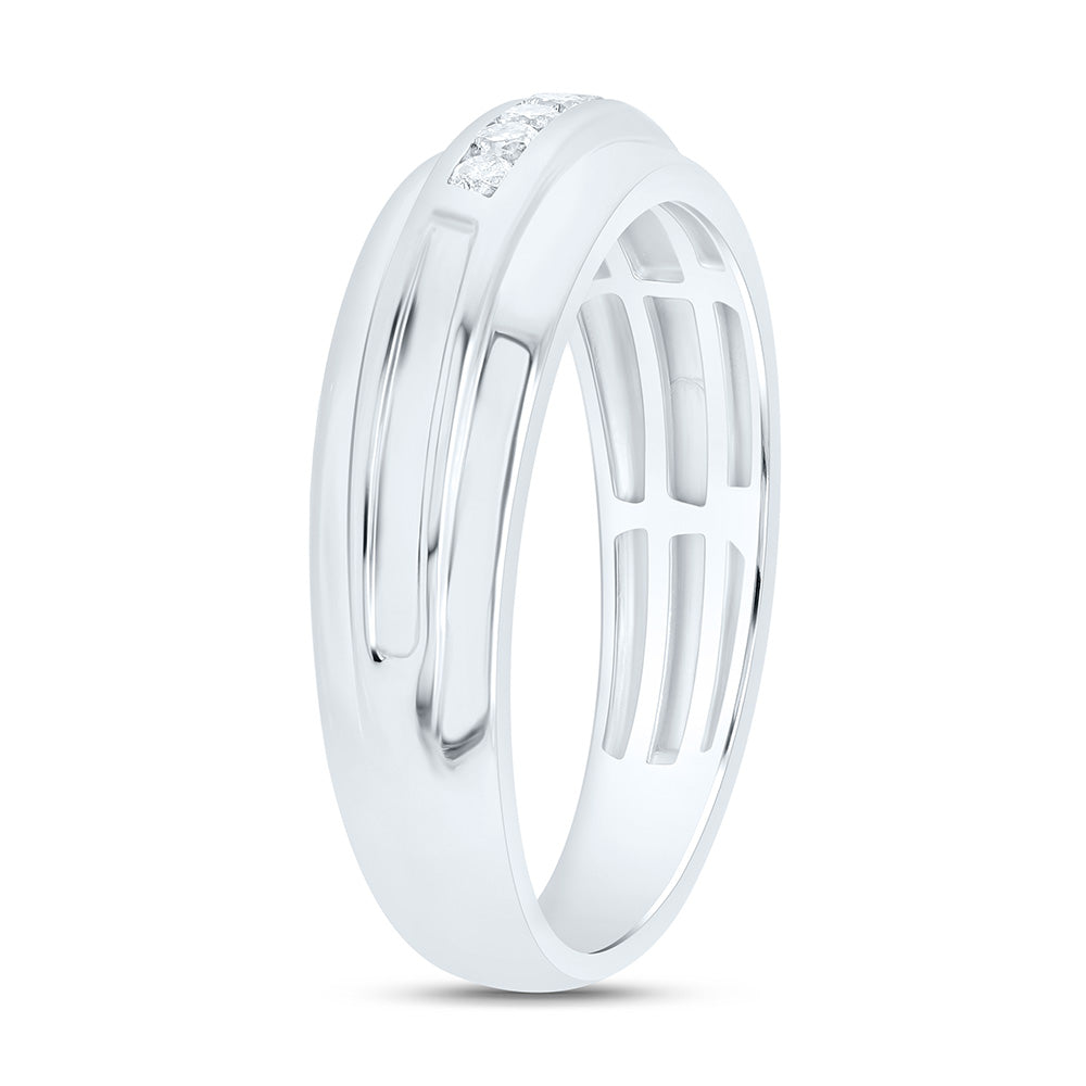 Sterling Silver Yellow-Tone or White-Tone 1/6 Ctw Natural Diamond Mens Band, Mens Size: 8-12