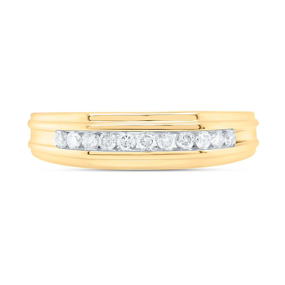 Sterling Silver Yellow-Tone or White-Tone 1/4 Ctw Natural Diamond Mens Band, Mens Size: 8-12