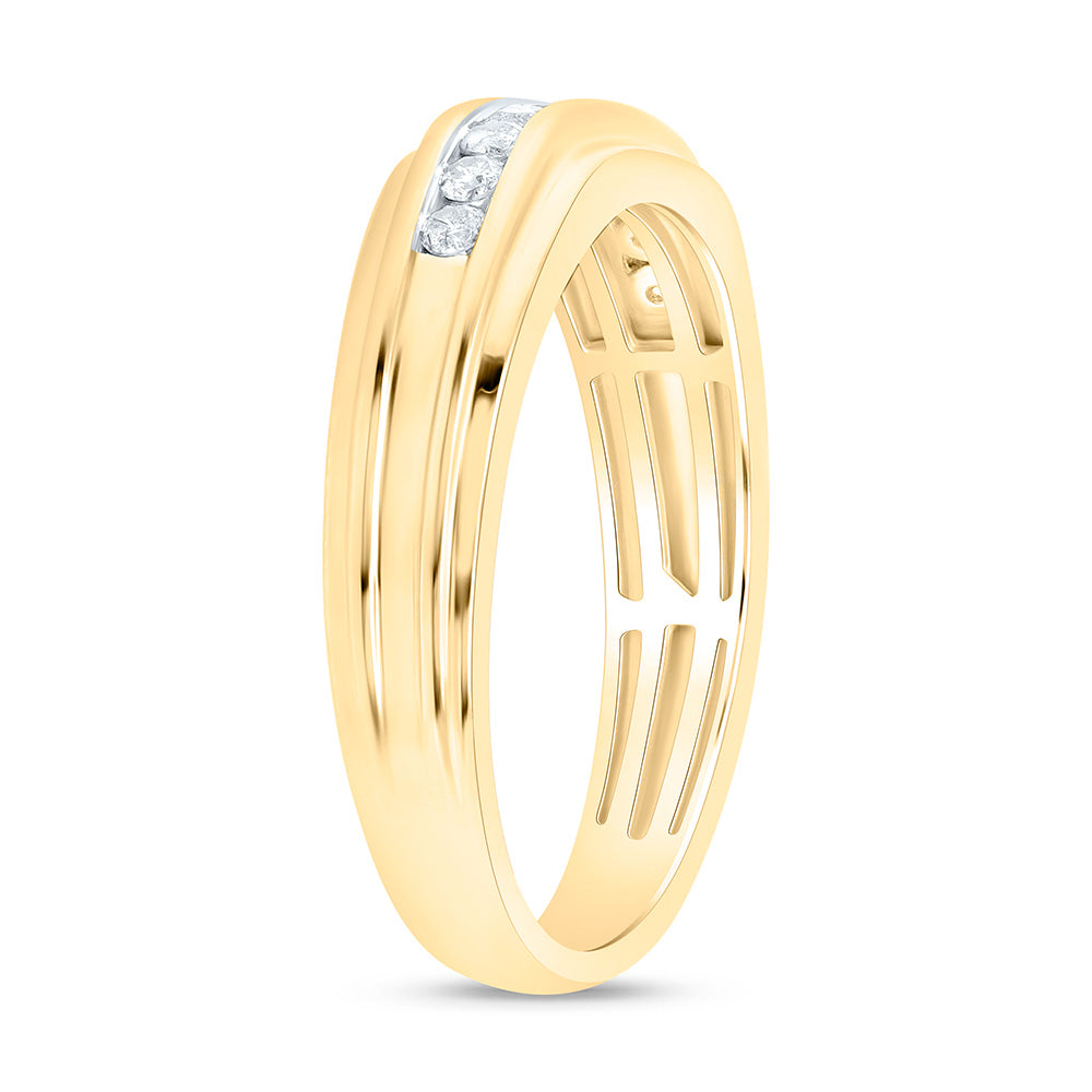 Sterling Silver Yellow-Tone or White-Tone 1/4 Ctw Natural Diamond Mens Band, Mens Size: 8-12