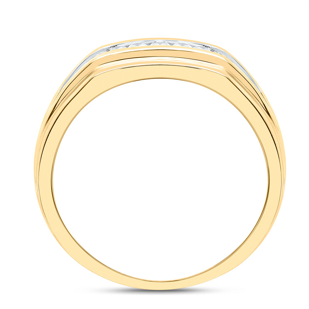 Sterling Silver Yellow-Tone or White-Tone 1/4 Ctw Natural Diamond Mens Band, Mens Size: 8-12
