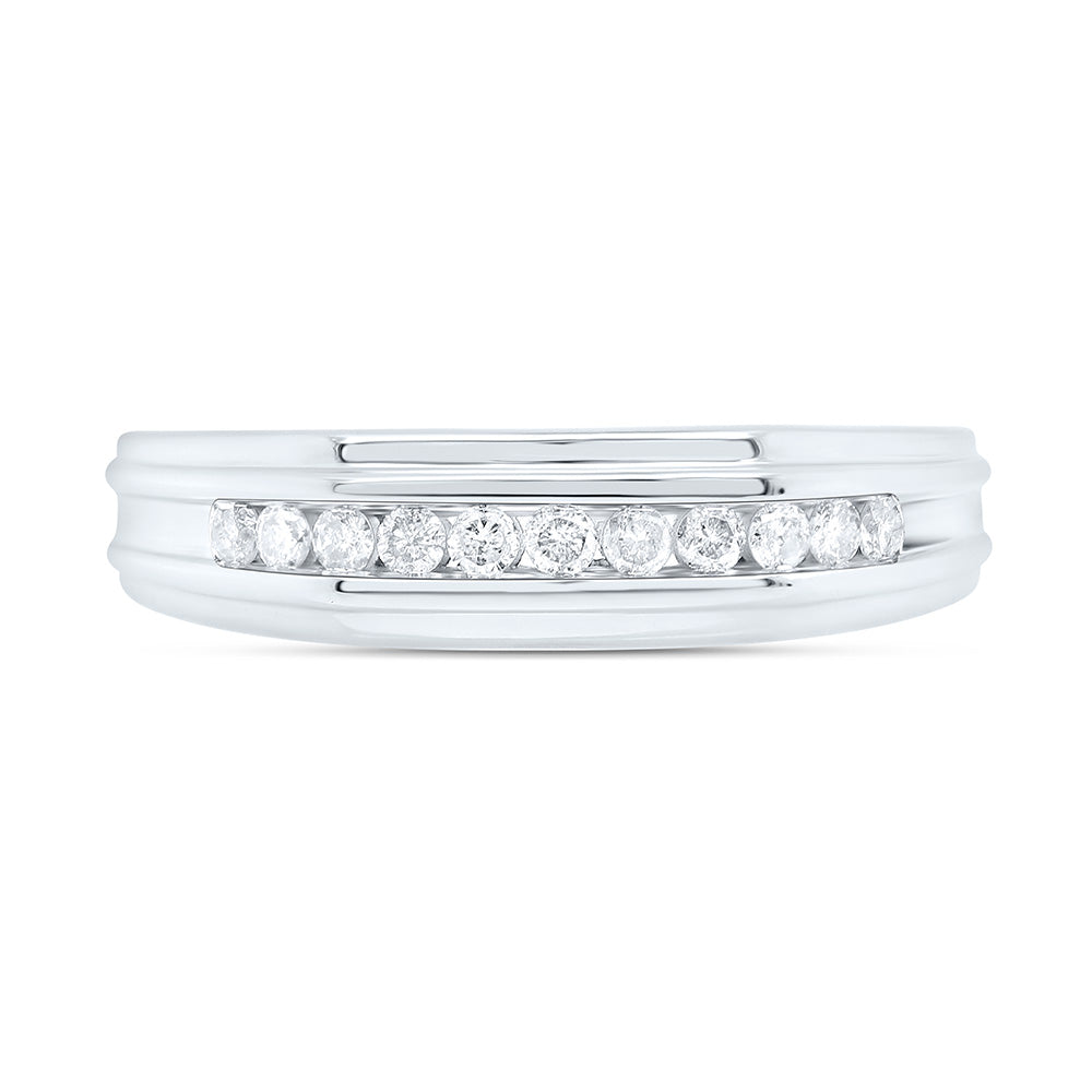 Sterling Silver Yellow-Tone or White-Tone 1/4 Ctw Natural Diamond Mens Band, Mens Size: 8-12