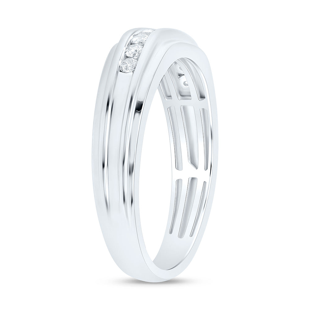 Sterling Silver Yellow-Tone or White-Tone 1/4 Ctw Natural Diamond Mens Band, Mens Size: 8-12