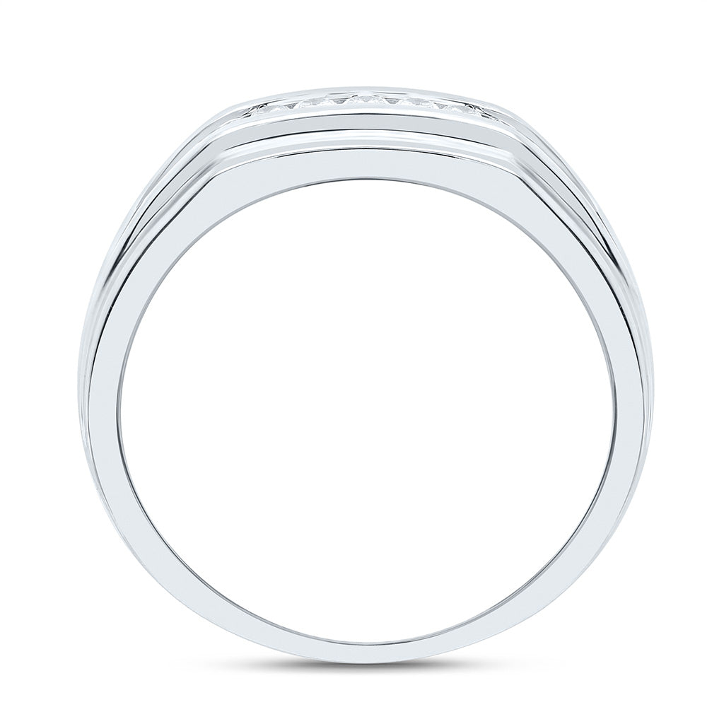 Sterling Silver Yellow-Tone or White-Tone 1/4 Ctw Natural Diamond Mens Band, Mens Size: 8-12