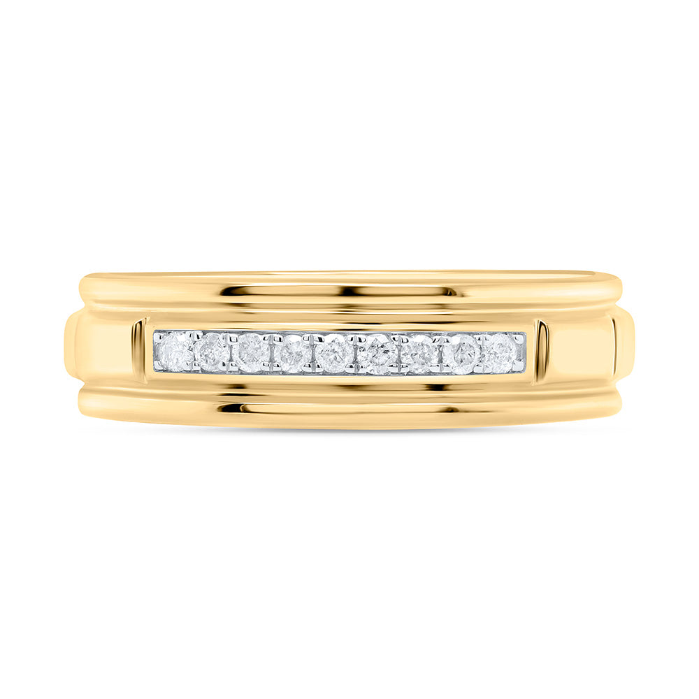 Sterling Silver Yellow-Tone or White-Tone 1/6 Ctw Natural Diamond Mens Band, Mens Size: 8-12