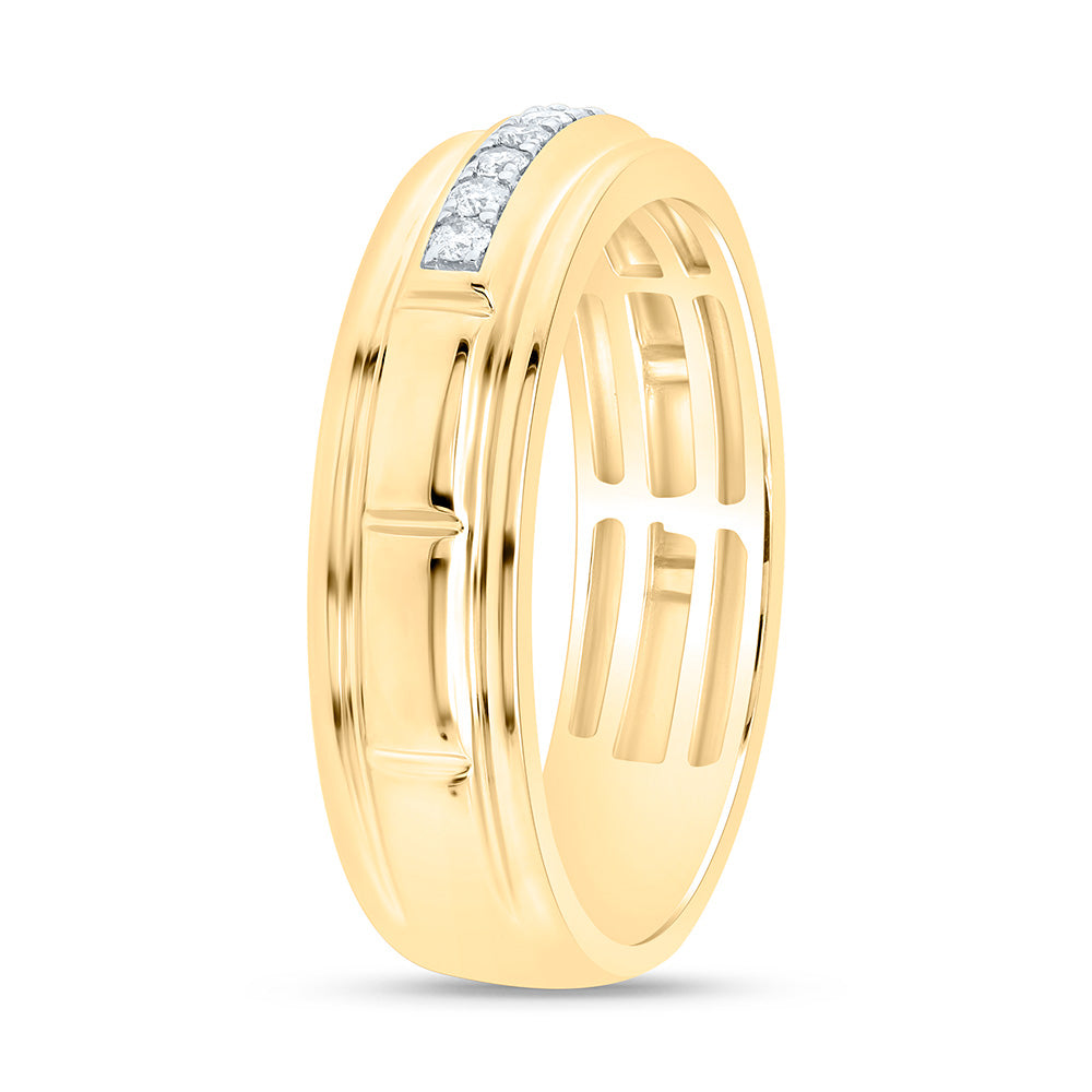 Sterling Silver Yellow-Tone or White-Tone 1/6 Ctw Natural Diamond Mens Band, Mens Size: 8-12