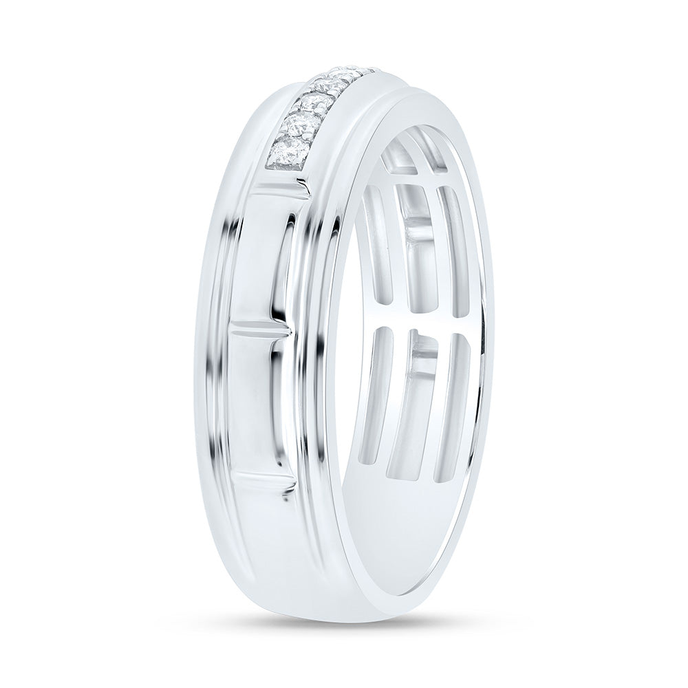 Sterling Silver Yellow-Tone or White-Tone 1/6 Ctw Natural Diamond Mens Band, Mens Size: 8-12