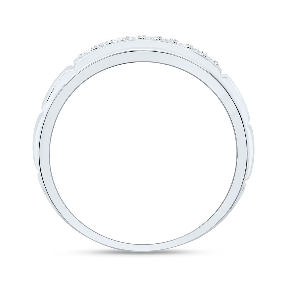 Sterling Silver Yellow-Tone or White-Tone 1/6 Ctw Natural Diamond Mens Band, Mens Size: 8-12