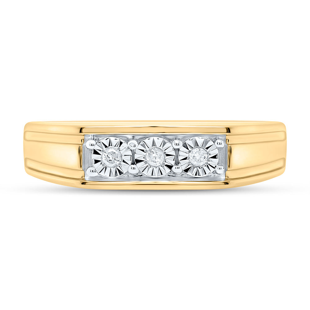 Sterling Silver Yellow-Tone or White-Tone 1/20 Ctw Natural Diamond Mens Band, Mens Size: 8-12