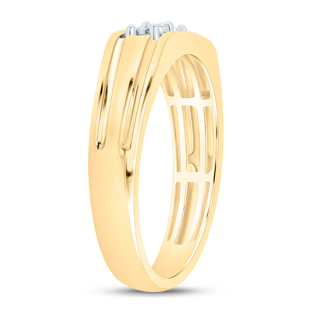 Sterling Silver Yellow-Tone or White-Tone 1/20 Ctw Natural Diamond Mens Band, Mens Size: 8-12