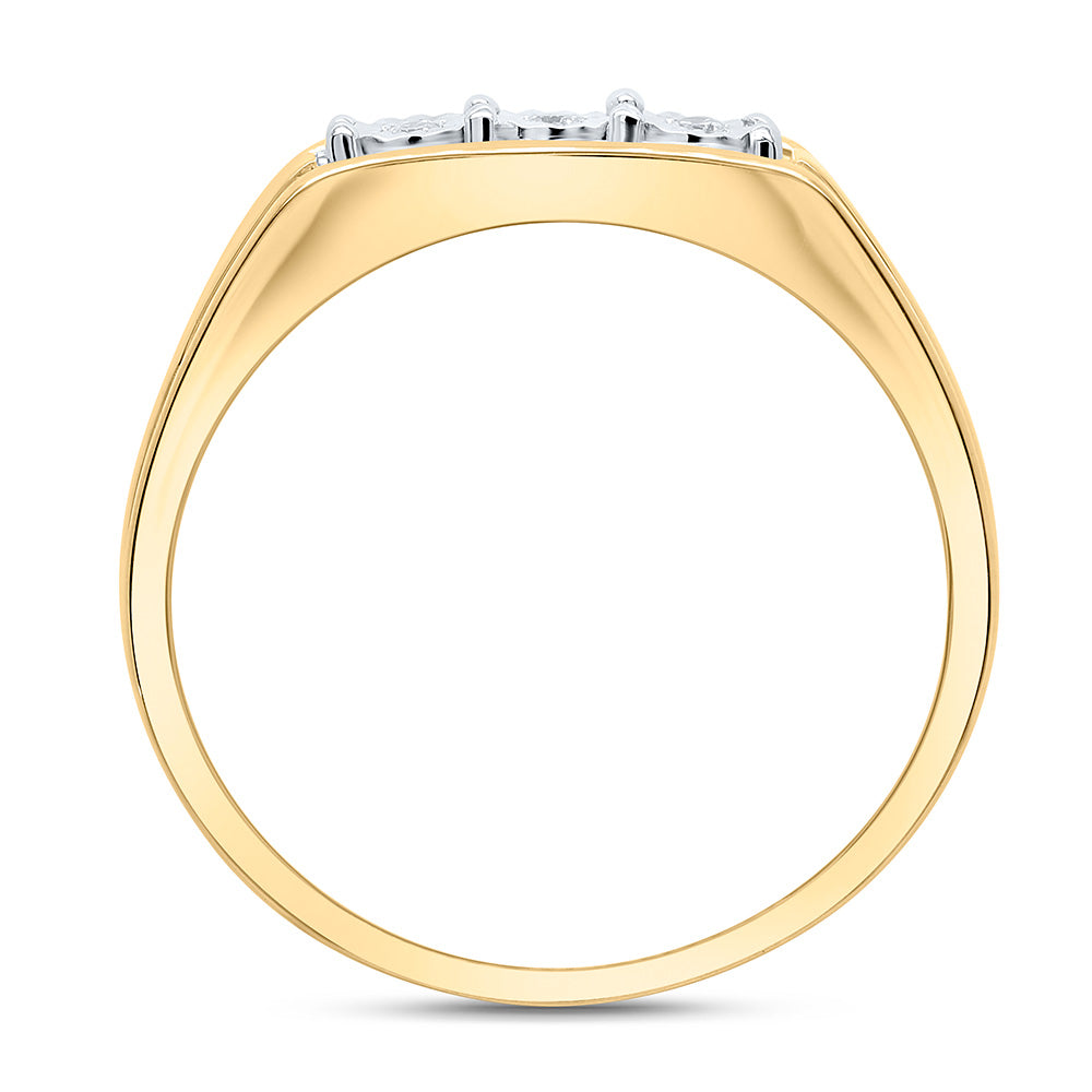 Sterling Silver Yellow-Tone or White-Tone 1/20 Ctw Natural Diamond Mens Band, Mens Size: 8-12